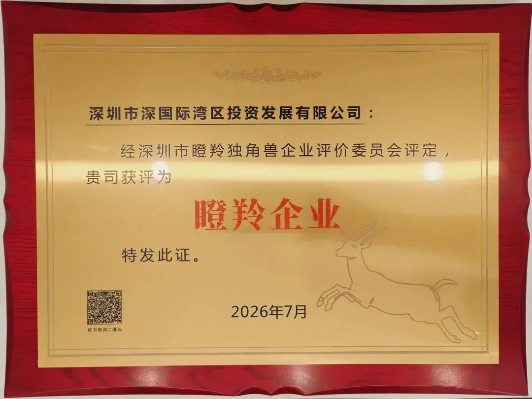 深國際旗下灣區投資成功獲評深圳市“瞪羚企業”